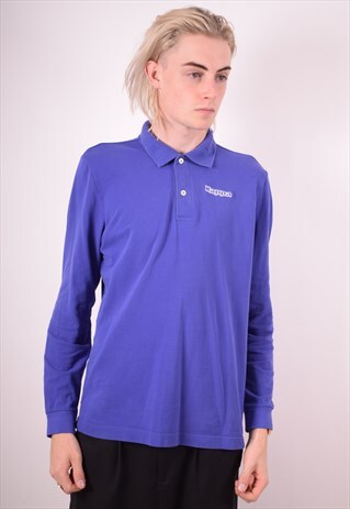 KAPPA MENS VINTAGE POLO SHIRT LONG SLEEVE LARGE PURPLE 90S