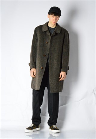 VINTAGE 60S KHAKI GREY WOOL BLEND COAT