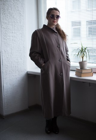 VINTAGE 80'S BROWN WOOL COAT