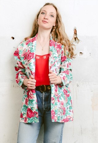 VINTAGE 80S FLORAL BLAZER JACKET