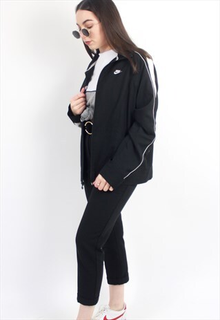90'S RETRO BLACK & WHITE THIN TRACK JACKET
