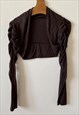 Vintage Y2K 00s long sleeve blouse crop top bolero open fron