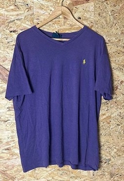 Vintage Ralph Lauren Purple V-Neck T-Shirt Size Large