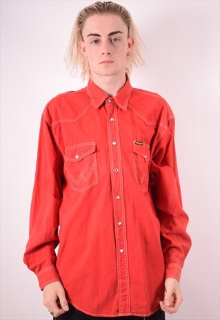 WRANGLER MENS VINTAGE SHIRT LARGE RED 90S