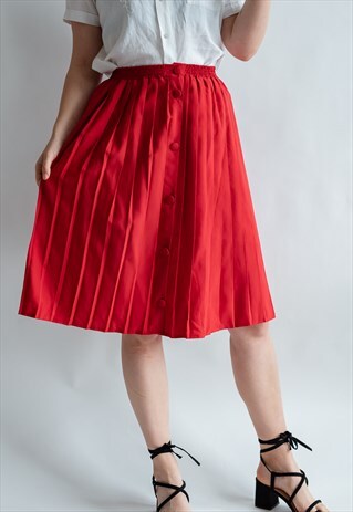 VINTAGE 60S CLASSIC MIDI PLEATED SKIRT IN RED
