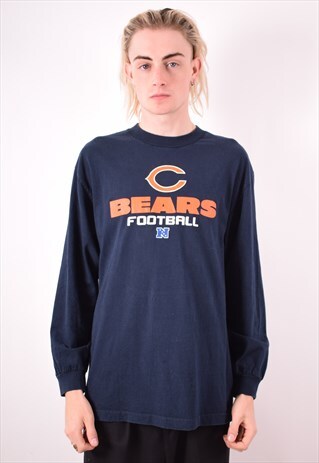 NFL MENS VINTAGE BEARS TOP LONG SLEEVE MEDIUM NAVY BLUE 90S