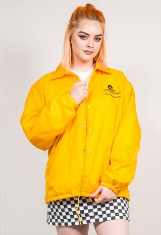 VINTAGE 90'S BRIGHT YELLOW USA COACH SPORTS JACKET