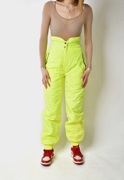 Retro 90s ski pants neon yellow vintage sports windbreaker
