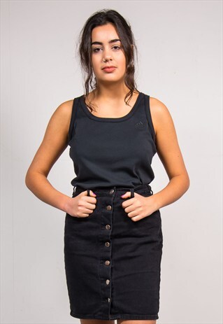 VINTAGE 90'S ADIDAS BLACK VEST TOP T-SHIRT