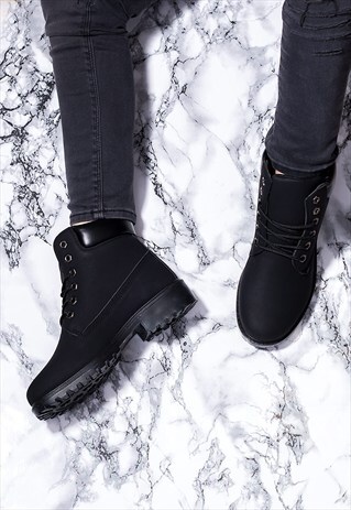 cleated sole lace up boots