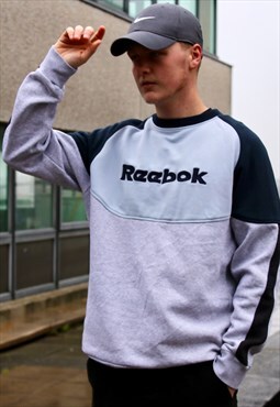 Reebok reworked vintage sweatshirt in blue navy and grey