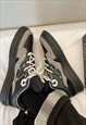 PLATFORM SNEAKERS GRUNGE SKATER SHOES CHUNKY SNEAKERS BLACK