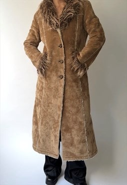 Vintage Y2K Brown Afghan Coat