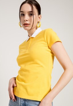 Short Sleeves T-shirt Contract Polo Neck in Yellow
