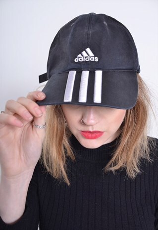 VINTAGE ADIDAS BASEBALL CAP HAT BLACK
