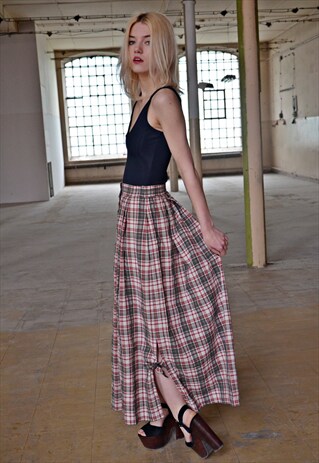 80S VINTAGE CHECKED SKIRT DIRNDL