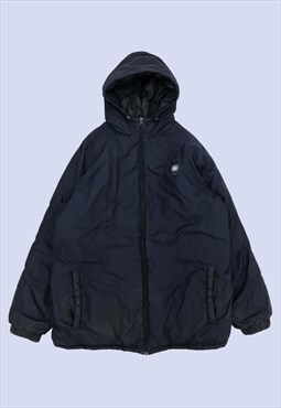 Navy Coat Mens Large Padded Zip Up Hooded Puffer
