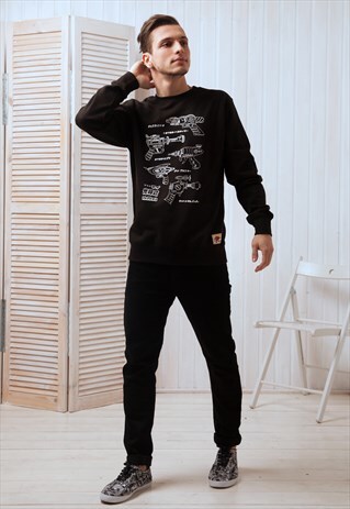 JAPANESE RAY GUN COMICS SWEATSHIRT PRINTED MANGA ANIME MENS