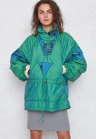 VINTAGE GREEN HALF ZIP PULLOVER JACKET