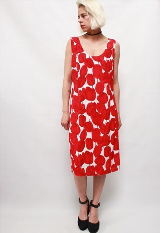 VINTAGE 90'S BEAUTIFUL CUTE FLOWER RED DRESS