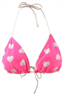 Vintage Pink Heart Design Bikini Top - XS