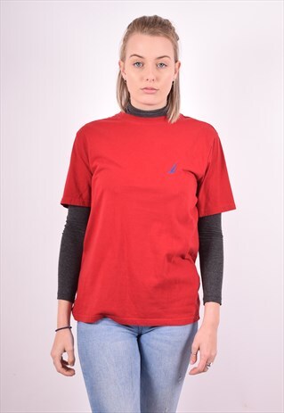 NAUTICA WOMENS VINTAGE T-SHIRT TOP SMALL RED 90S