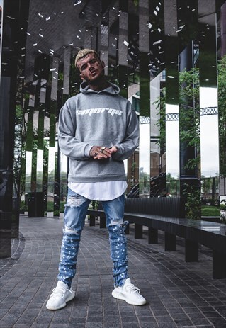 OVERSIZED LOGO HOODIE - GREY