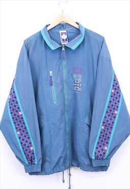 Vintage Lotto Windbreaker Jacket Blue Zip Up With Chest Logo