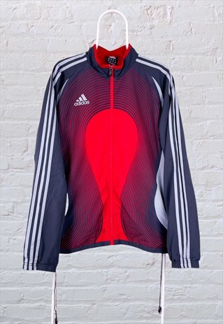 VINTAGE ADIDAS TRACK JACKET RED BLACK MEDIUM