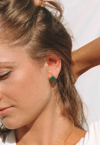 GREEN ONYX STATEMENT STUD EARRINGS