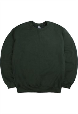 Vintage  Gildan Sweatshirt Heavyweight Crewneck Plain Green