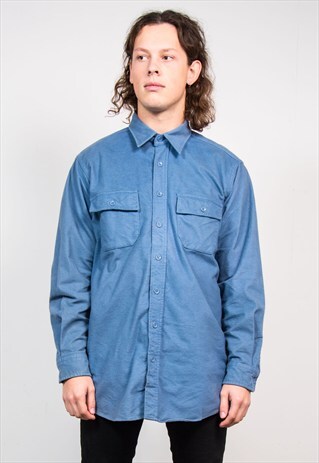 VINTAGE 90'S LIGHT BLUE LL BEAN THICK FLANNEL SHIRT