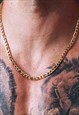 54 Floral 24" 6mm Figaro Necklace Chain - Gold