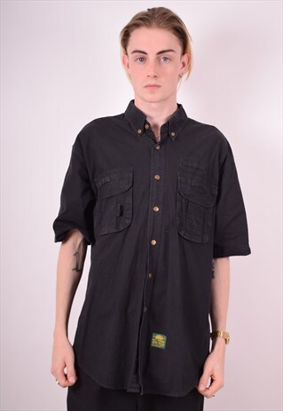 CAMEL MENS VINTAGE DENIM SHIRT MEDIUM BLACK 90S