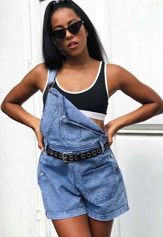 VINTAGE WASH SHORT DUNGAREES