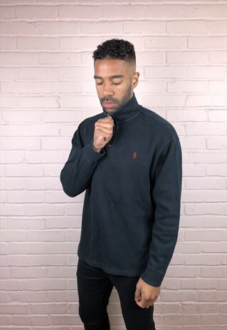 VINTAGE RALPH LAUREN QUARTER ZIP SWEATSHIRT IN BLACK