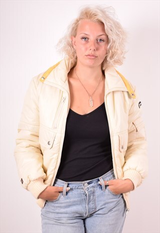 ELLESSE WOMENS VINTAGE PADDED JACKET LARGE YELLOW 90S