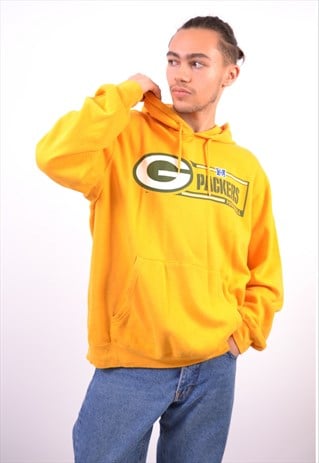 VINTAGE NFL PACKERS HOODIE JUMPER YELLOW