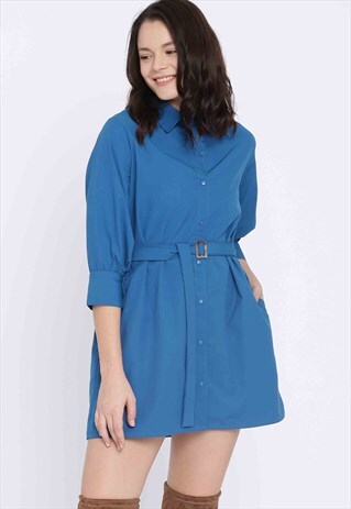 IS.U BLUE SHIRT DRESS
