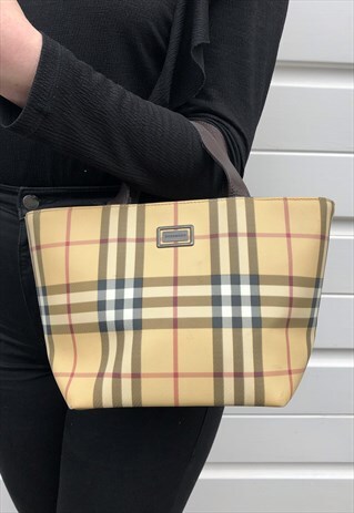 WOMENS BURBERRY HANDBAG BEIGE NOVA CHECK BAG PURSE