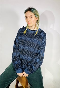 Vintage Size XXL Chunky Knitted Jumper in Blue