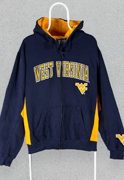 Vintage West Virginia Hoodie Blue Yellow Full Large