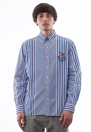 VINTAGE POLO RALPH LAUREN YACHTING 90S BLUE WHITE STRIPED