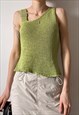 Vintage Y2K 00s vintage green knitted top with silver buckle