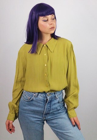 VINTAGE 80'S PEAR GREEN BLOUSE