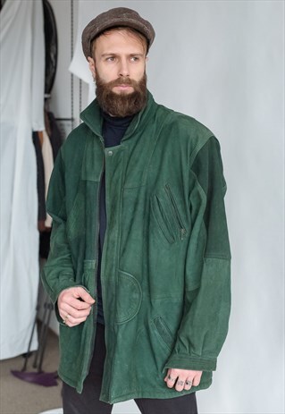 VINTAGE 70S BOHO SUEDE JACKET IN GREEN