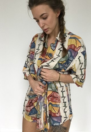 PATTERNED OVERSIZED RETRO VINTAGE UNISEX FESTIVAL SHIRT