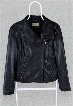 Michael Kors Black Leather Jacket Genuine Womens UK 14 Large