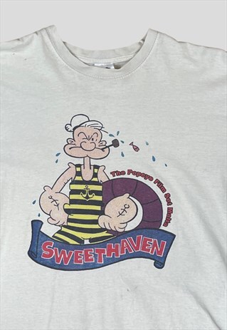 VINTAGE 90S POPEYE T-SHIRT WHITE WITH SCREEN PRINTED DESIGN