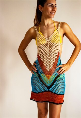 HANDMADE COLOURFUL CROCHET DRESS
